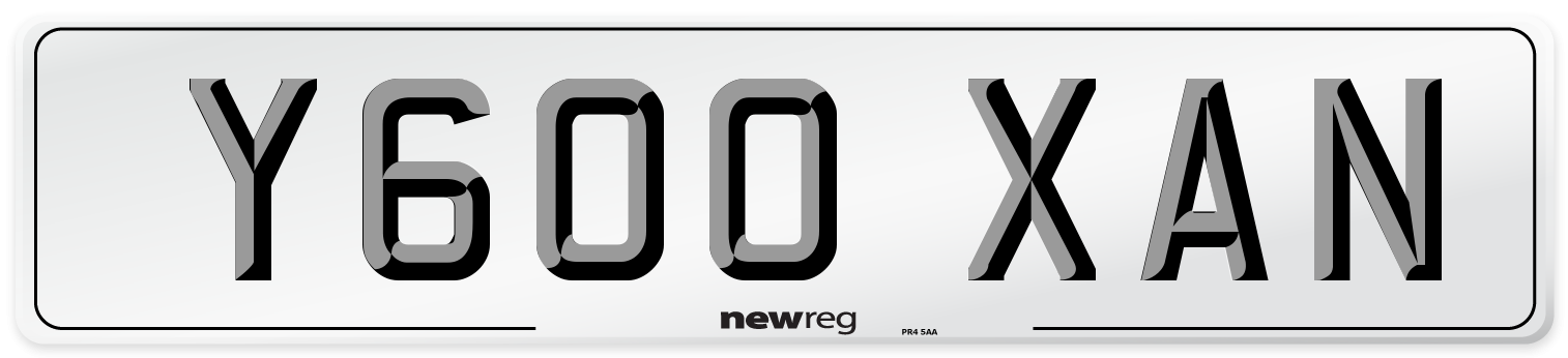 Y600 XAN Number Plate from New Reg